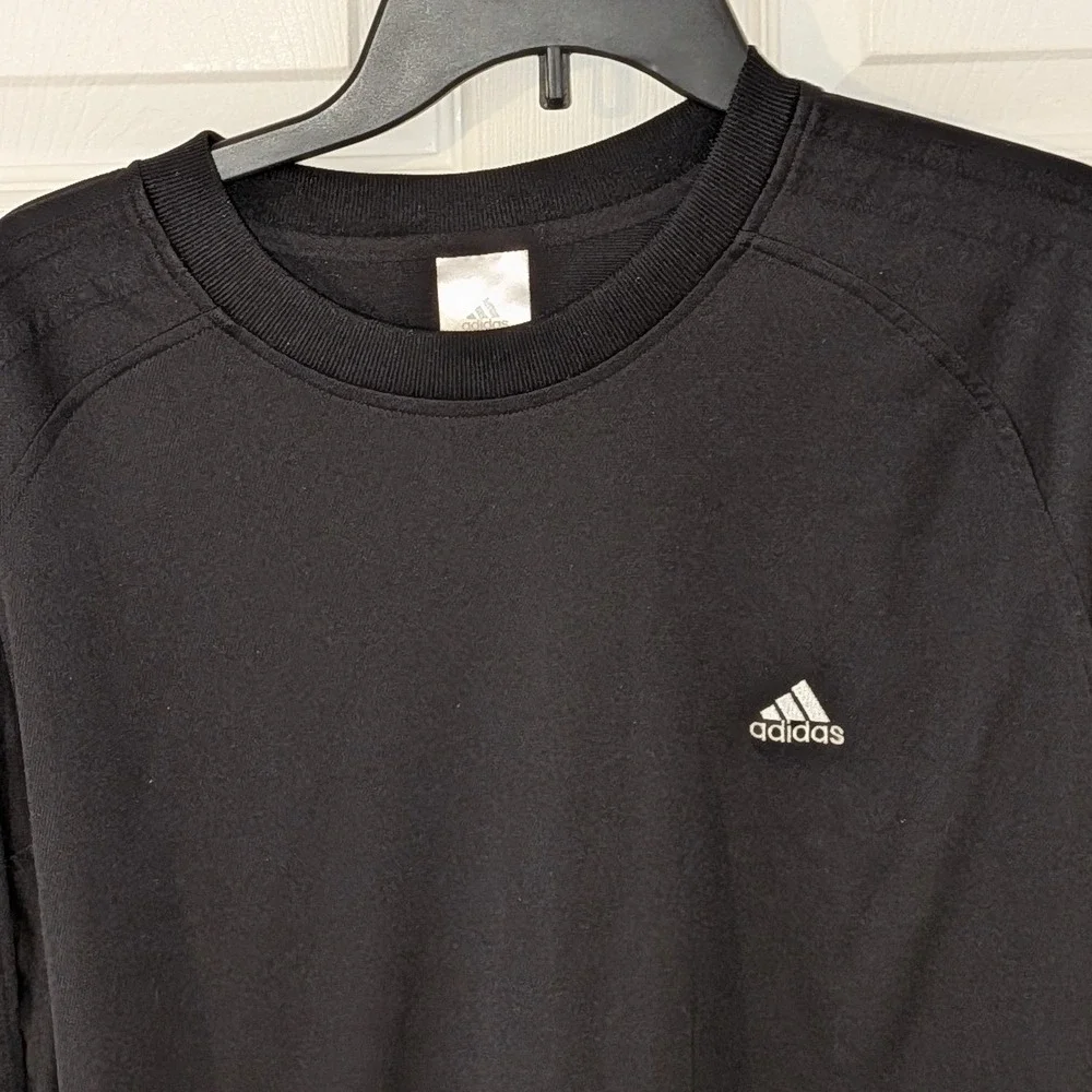 Adidas Mens Black Performance Long Sleeve Training Shirt Logo Crew Neck XL